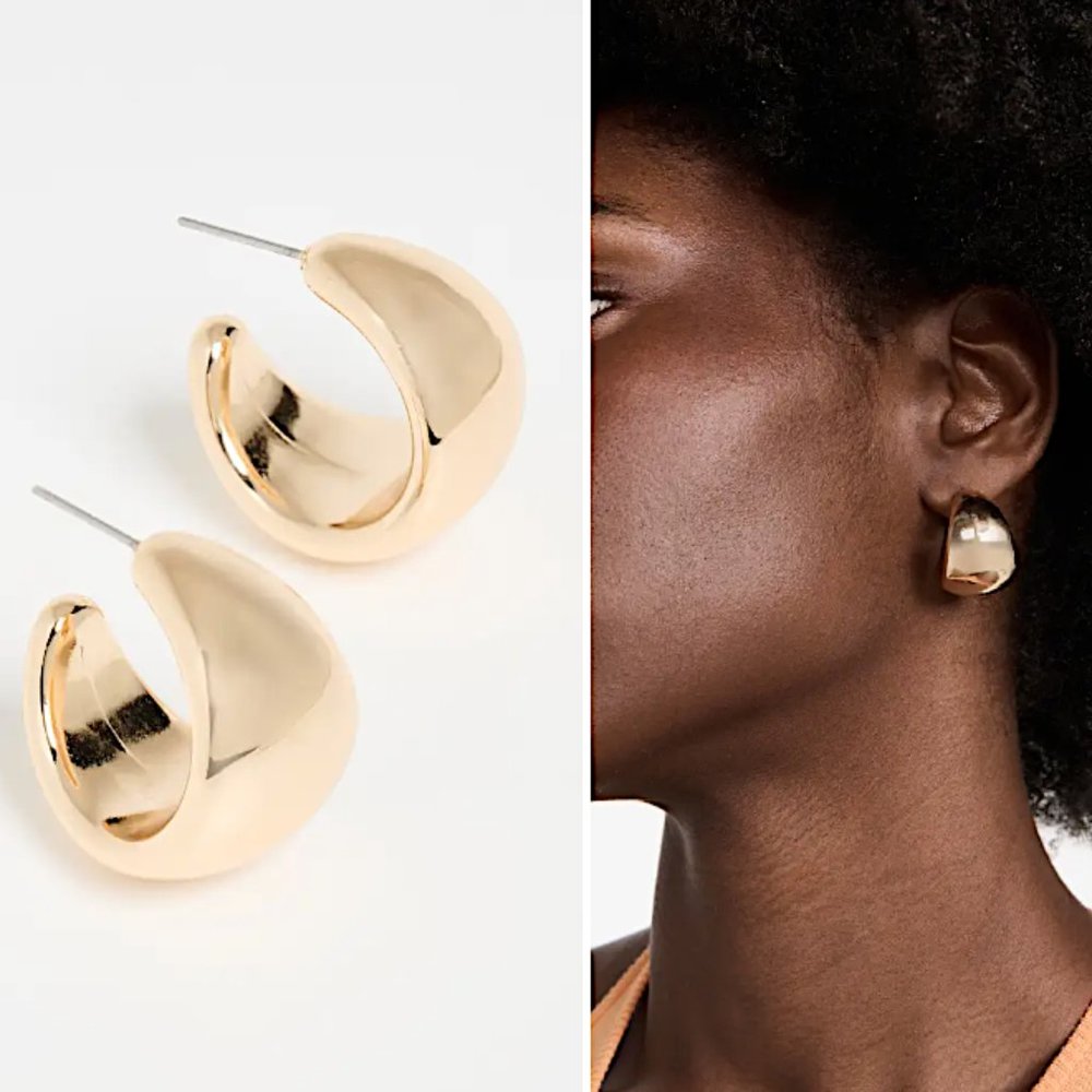 Anthropologie Gold Crescent Earrings